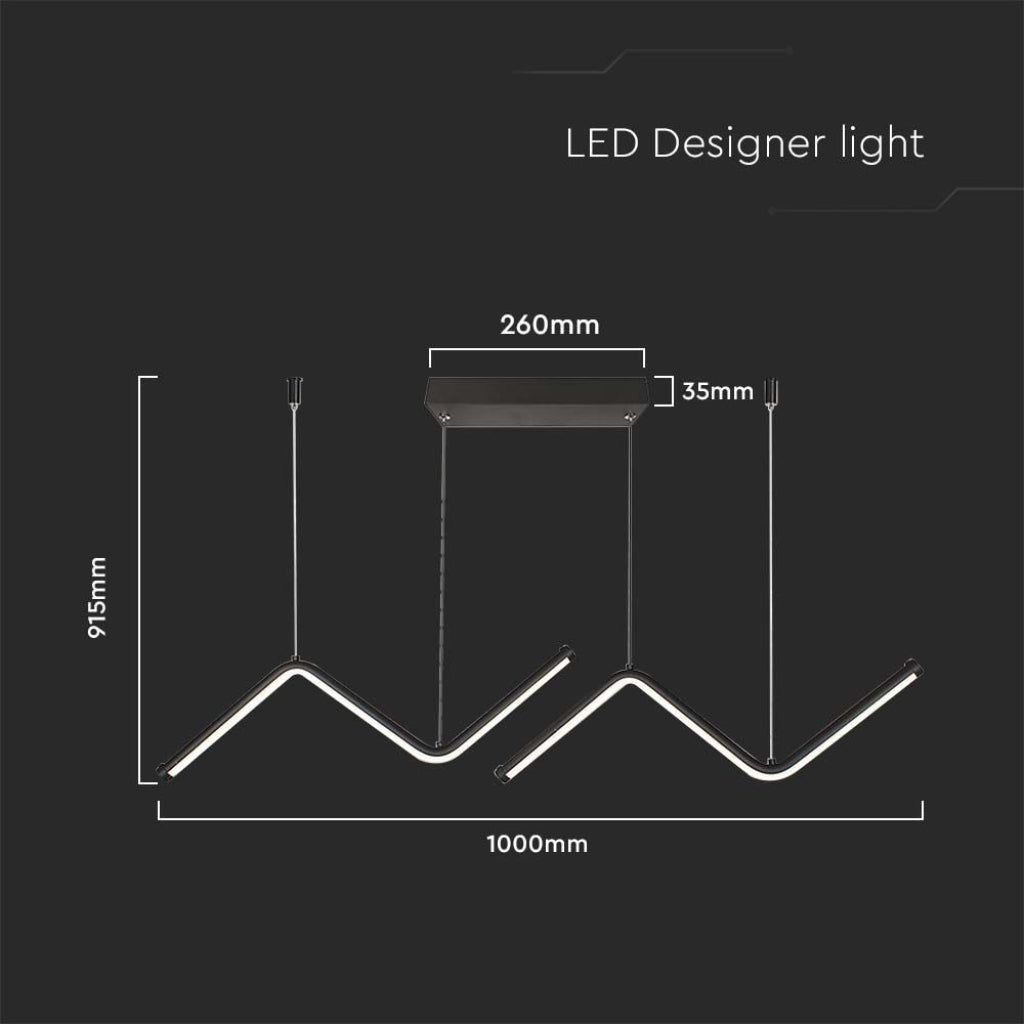 Lampada a Sospensione LED Wave – Nera, 3 Onde