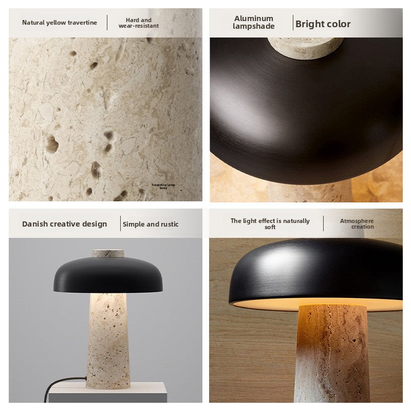 Pietra – Lampada da Tavolo in Travertino Naturale Design Wabi-Sabi