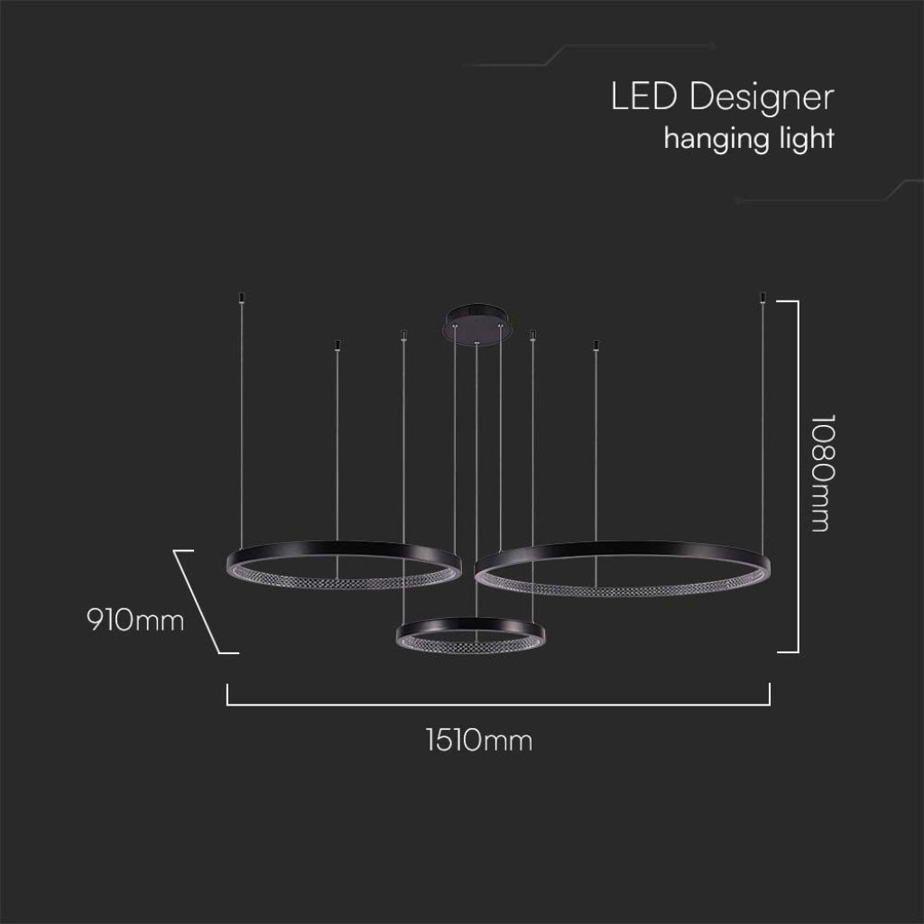 Lampadario LED a Sospensione 3 Anelli