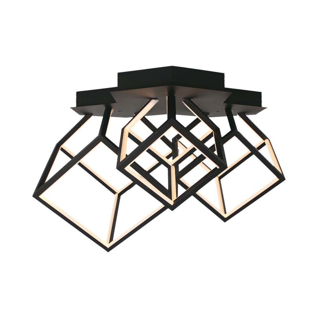 Lampadario LED Cubo Geometrico – Nero Scultoreo