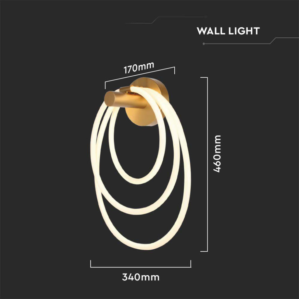 Applique LED Triplo Anello – Oro Satinato