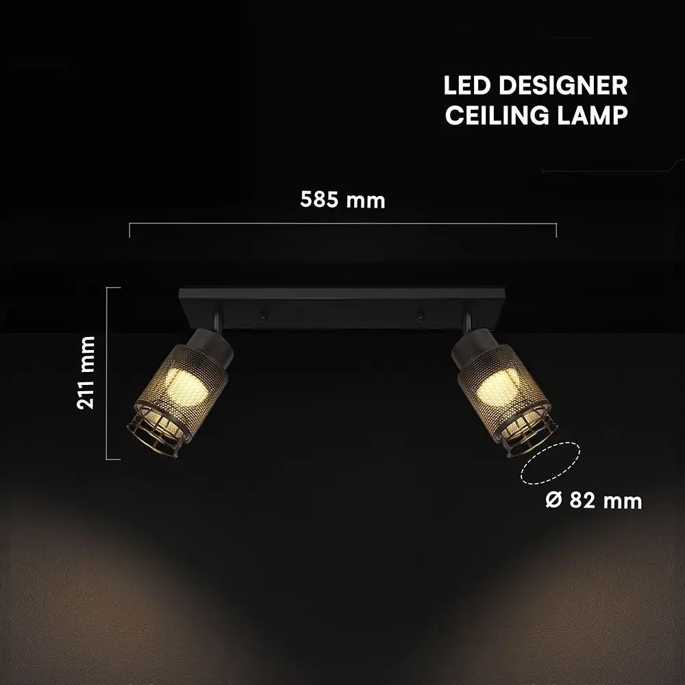 Plafoniera LED Doppio Spot – Orientabile, Nera