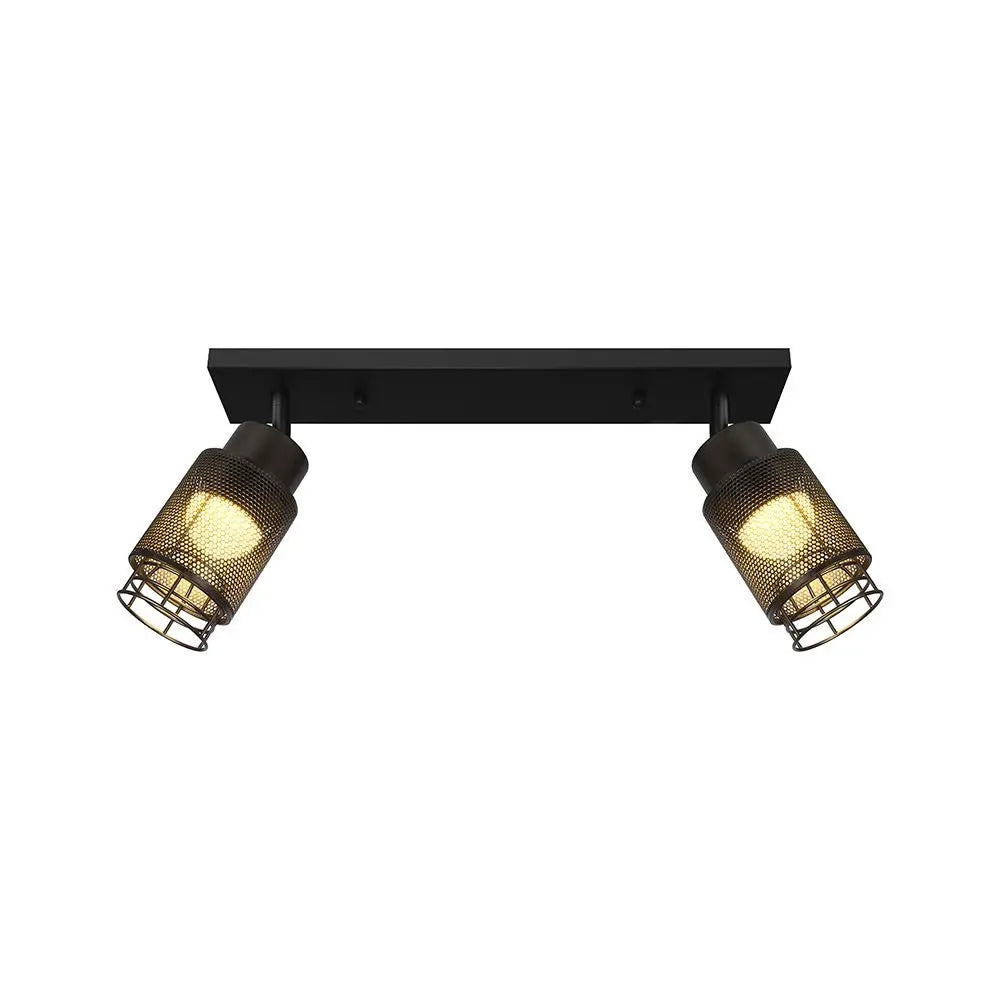 Plafoniera LED Doppio Spot – Orientabile, Nera
