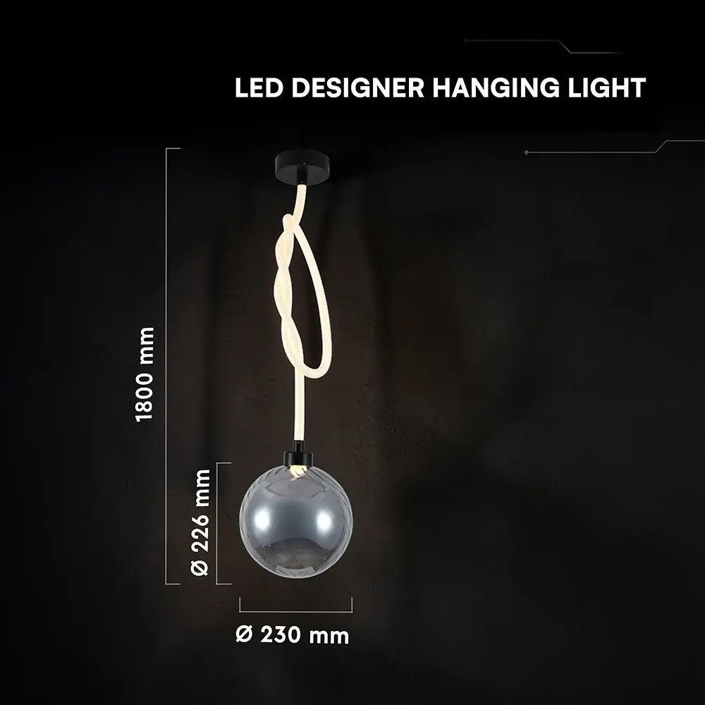 Lampada a Sospensione Sfera in Vetro Fumé