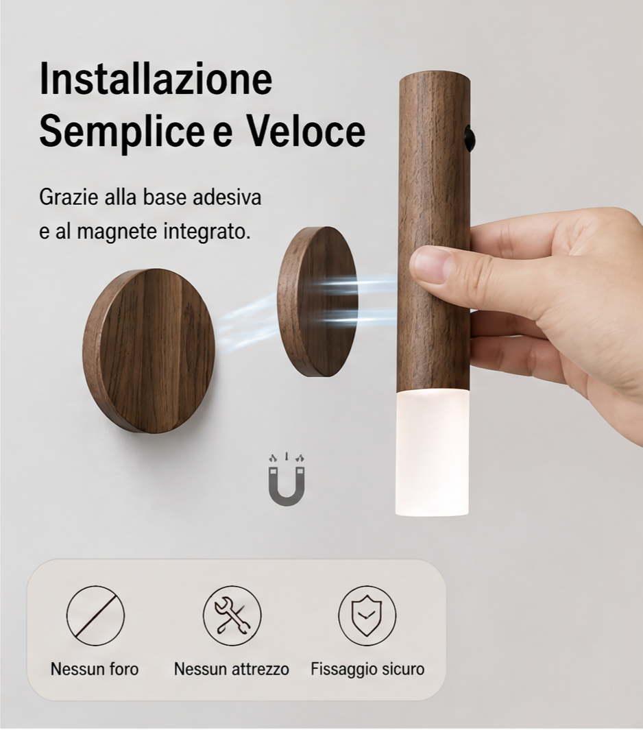 Applique con Sensore di Movimento – Legno di Noce