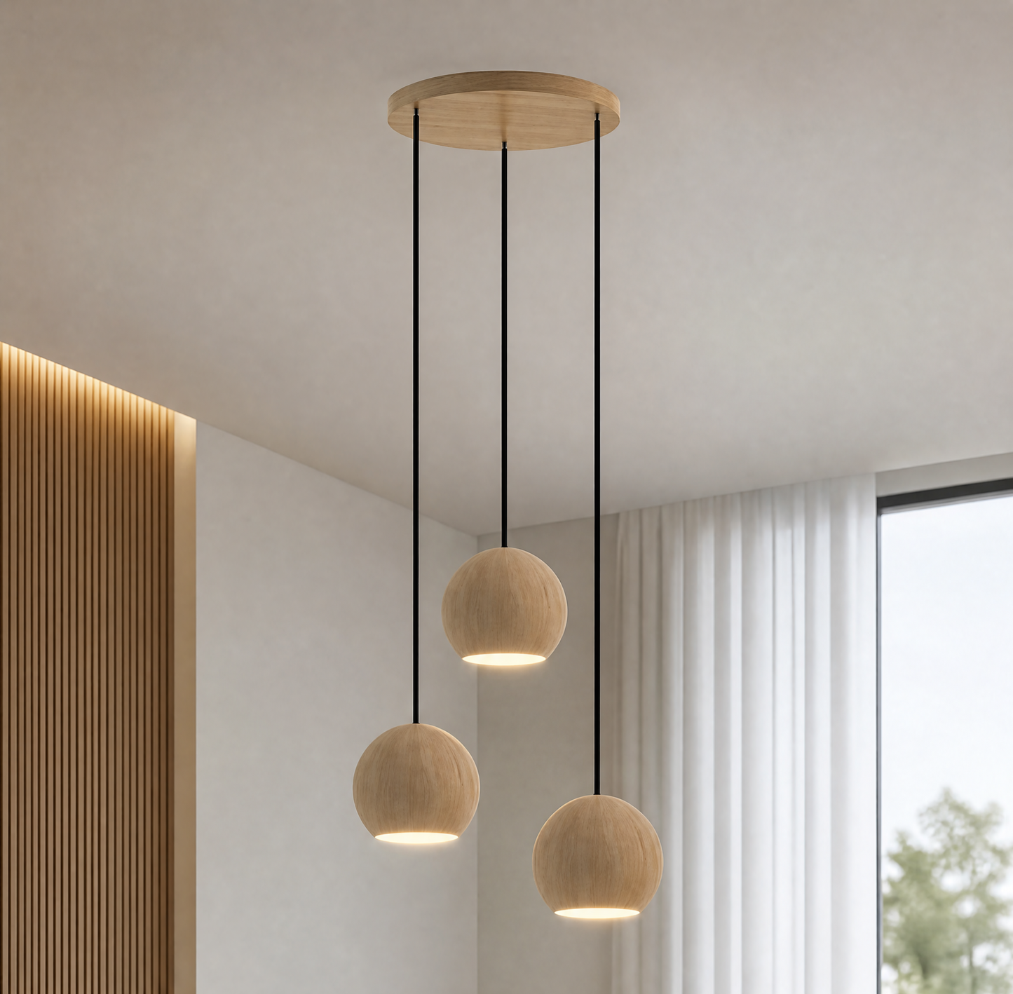 Lampada a Sospensione Legno di Rovere – LED Moderna