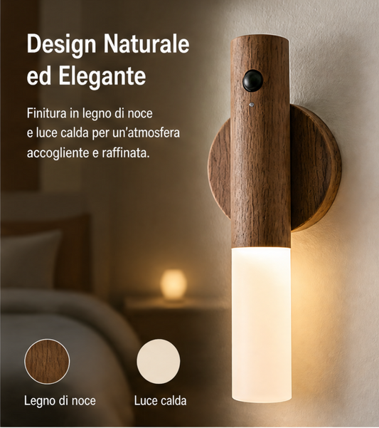 Applique con Sensore di Movimento – Legno di Noce