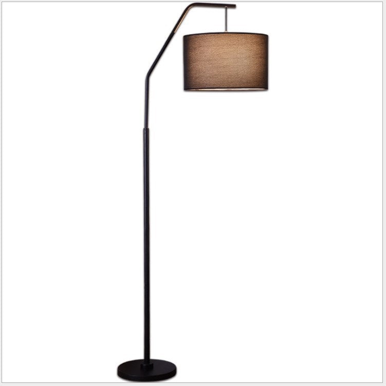 Lampada da Terra ad Arco Moderna Nera – Piantana LED con Paralume in Tessuto