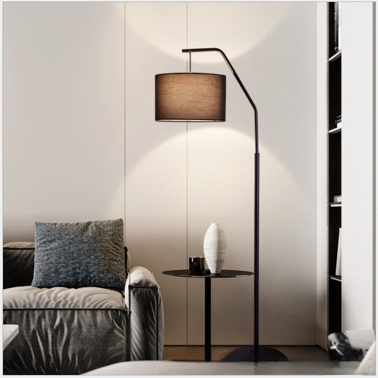 Lampada da Terra ad Arco Moderna Nera – Piantana LED con Paralume in Tessuto