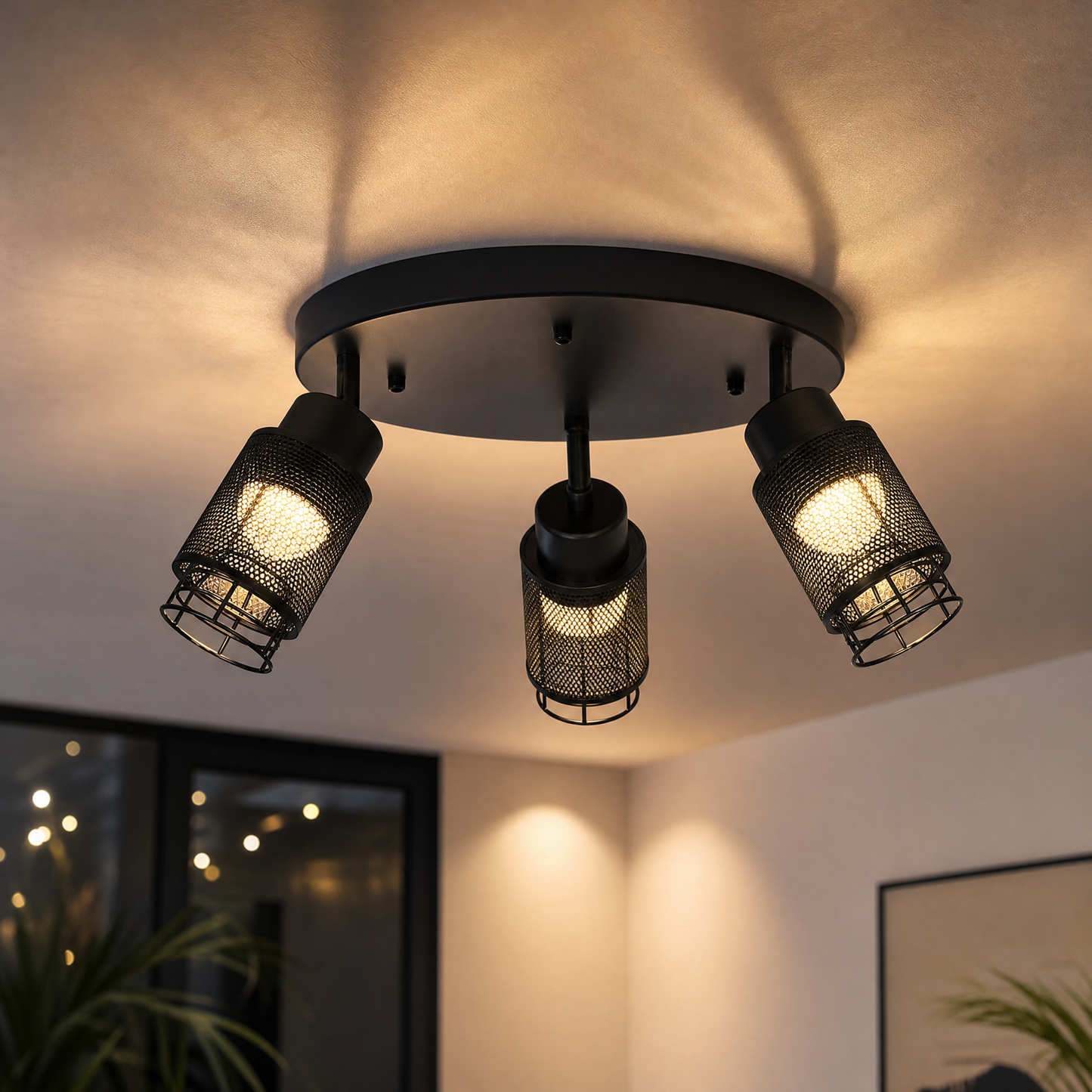 Lampadario LED 3 Faretti – Orientabili, Nera