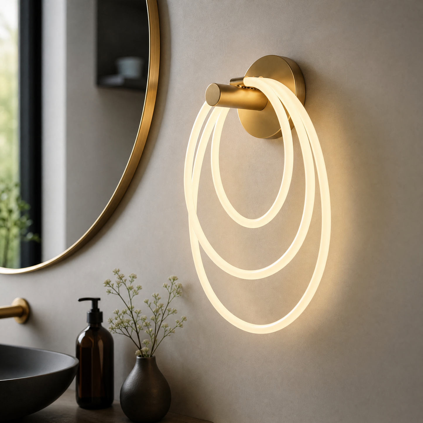 Applique LED Triplo Anello – Oro Satinato