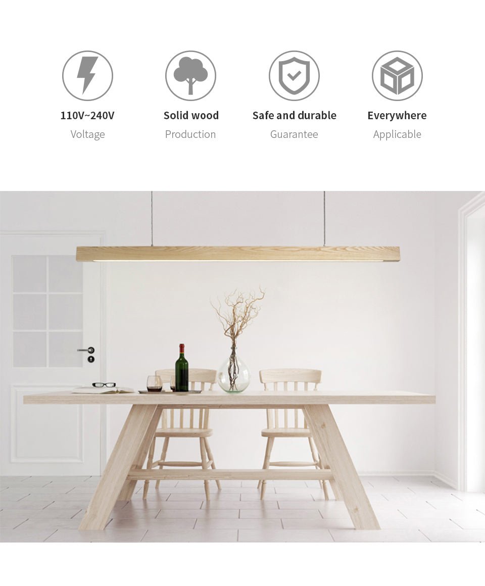 Lampada a Sospensione Legno Massello – LED Lineare
