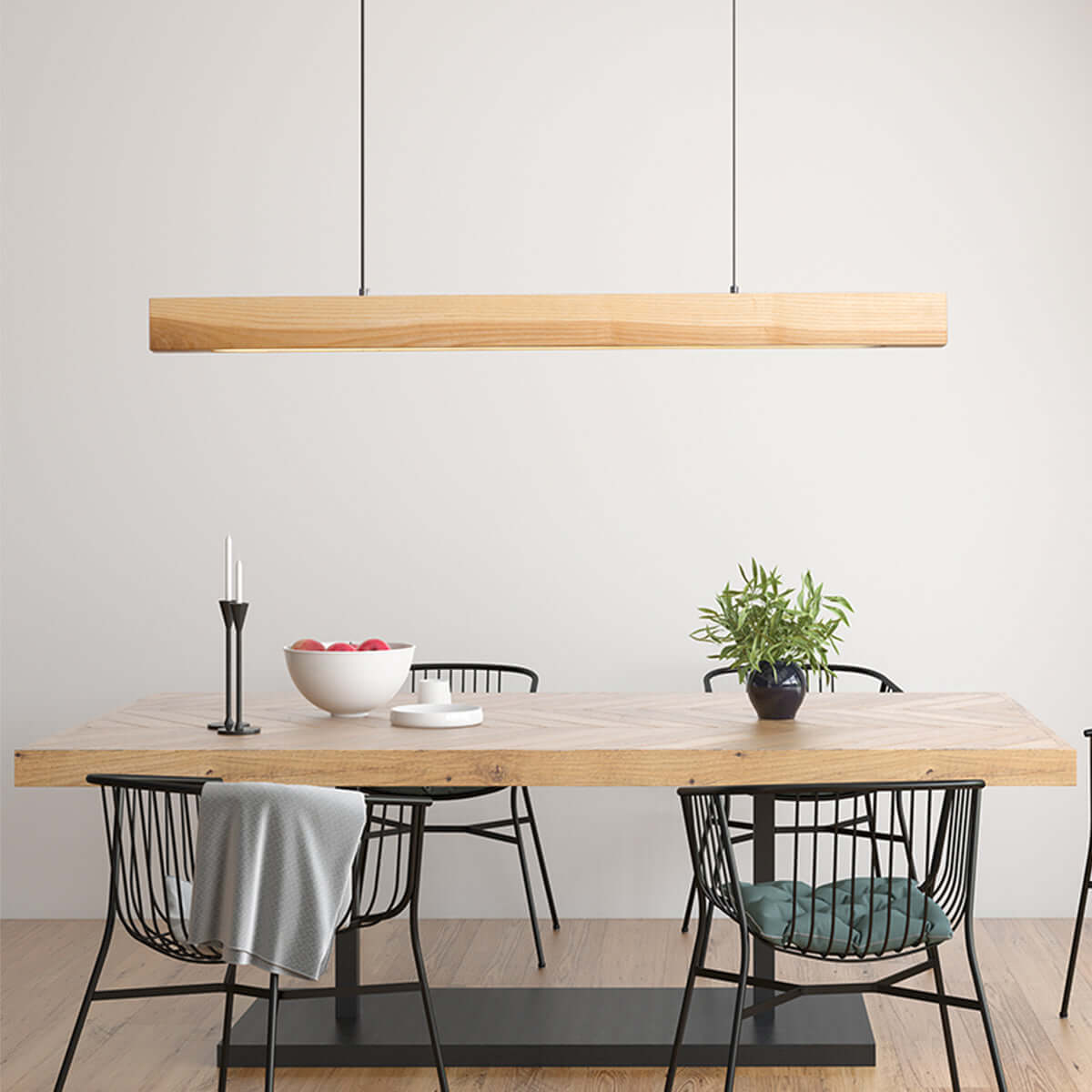 Lampada a Sospensione Legno Massello – LED Lineare