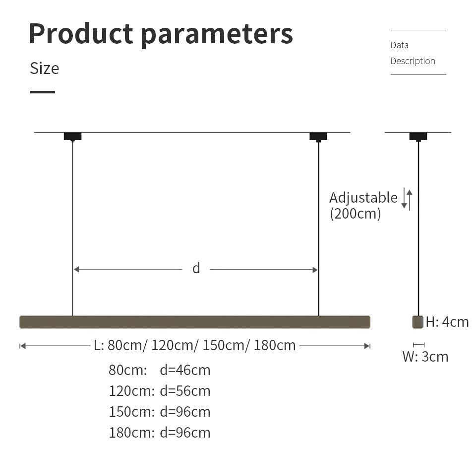 Lampada a Sospensione Industriale LED – Lineare Nera