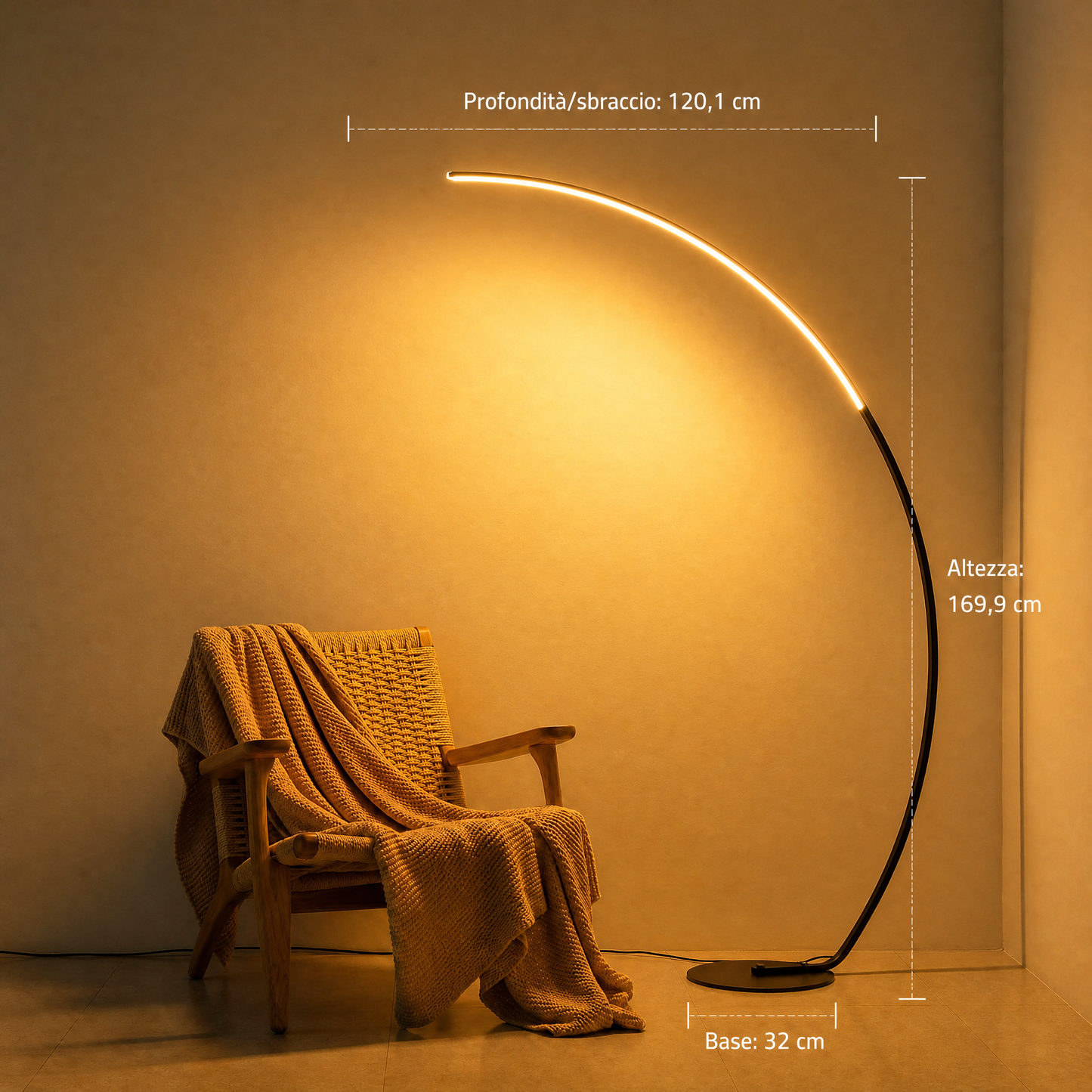 Lampada da Terra Curva RGBW – con Telecomando