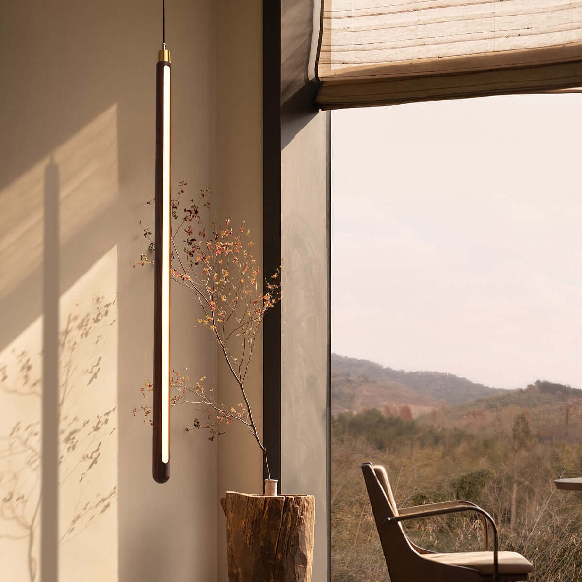 Lampada a sospensione LED Verticale – Legno Massello